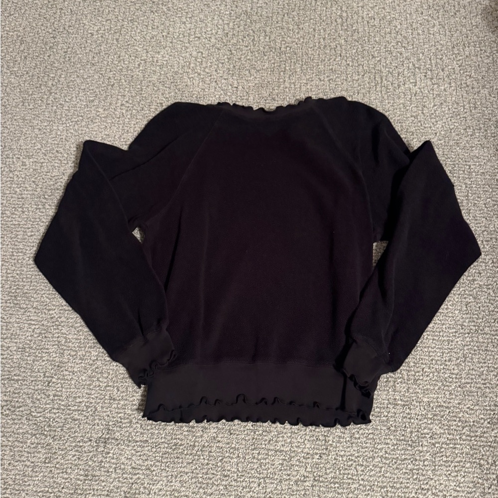 Joie Black Ruffle Trim Sweatshirt